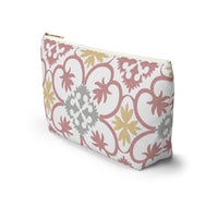 Portugal Tile Accessory Pouch w T-bottom in Pink